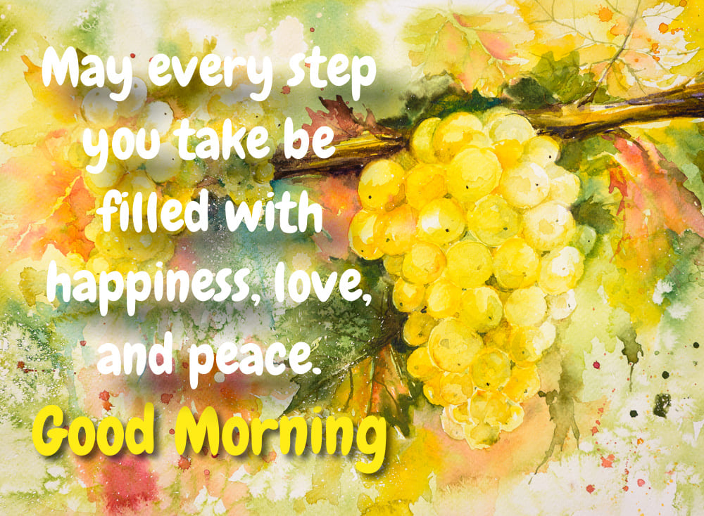 Morning quote with happiness, love and peace.