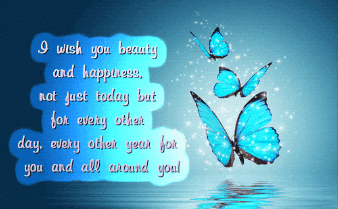 Beautiful butterflies flying over water. Heartfelt birthday wishes.