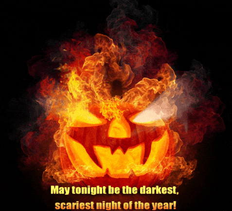 Animated Halloween pumpkin on fire.